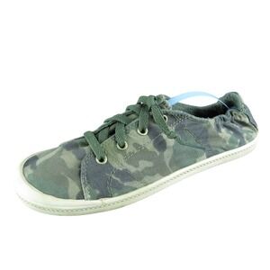 Time And Tru Camo Women Sneaker Shoes Size 8.5 Medium Green Fabric Lace Up